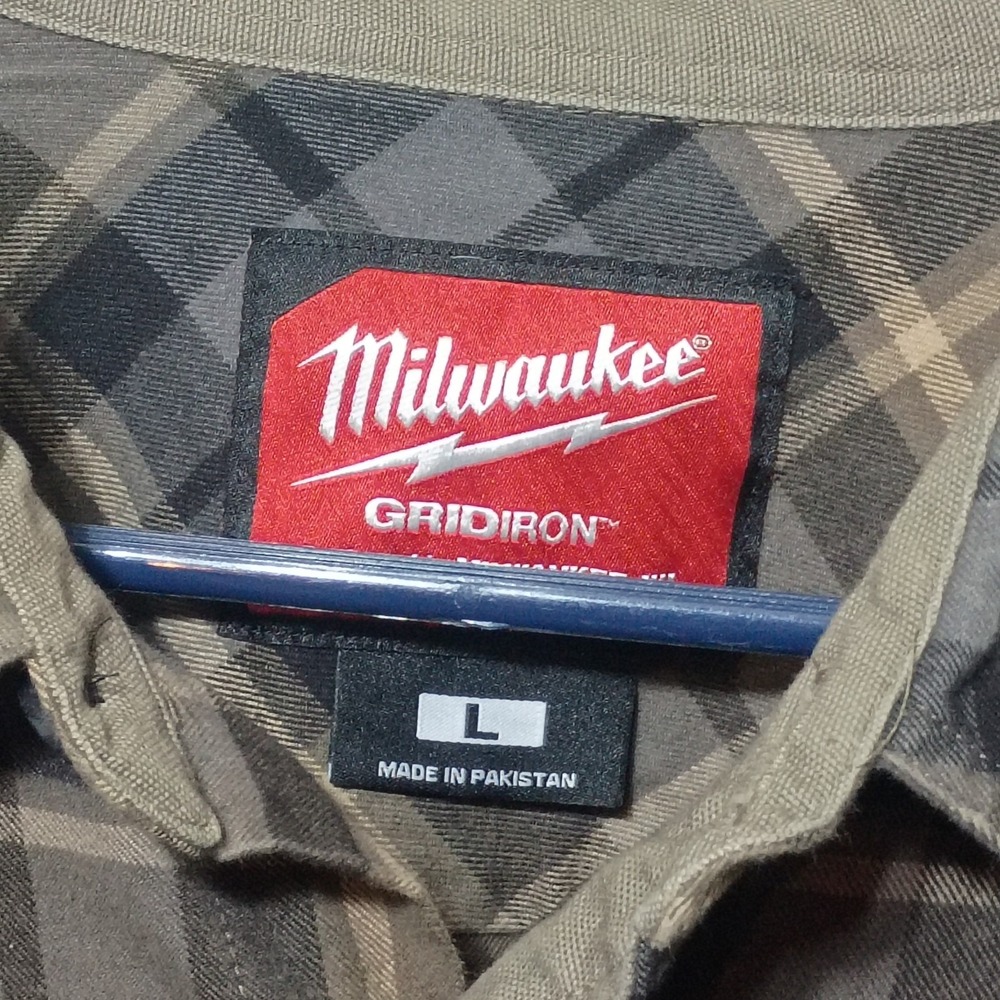 Milwaukee Gridiron Mens Workwear Long Sleeve Shacket Shirt Large Heavy Duty